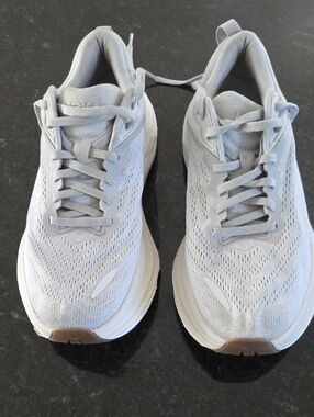 Hoka Bondi 8 Light Gray Performance Running Shoes, Mens Size 7.5